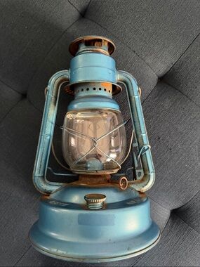 Blue Vintage Dietz No. 1 Little Wizard Rustic Lantern Lamp